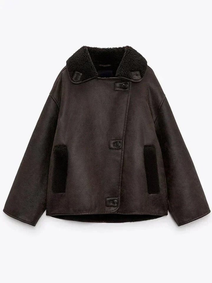 vintage jacket with faux leather for women