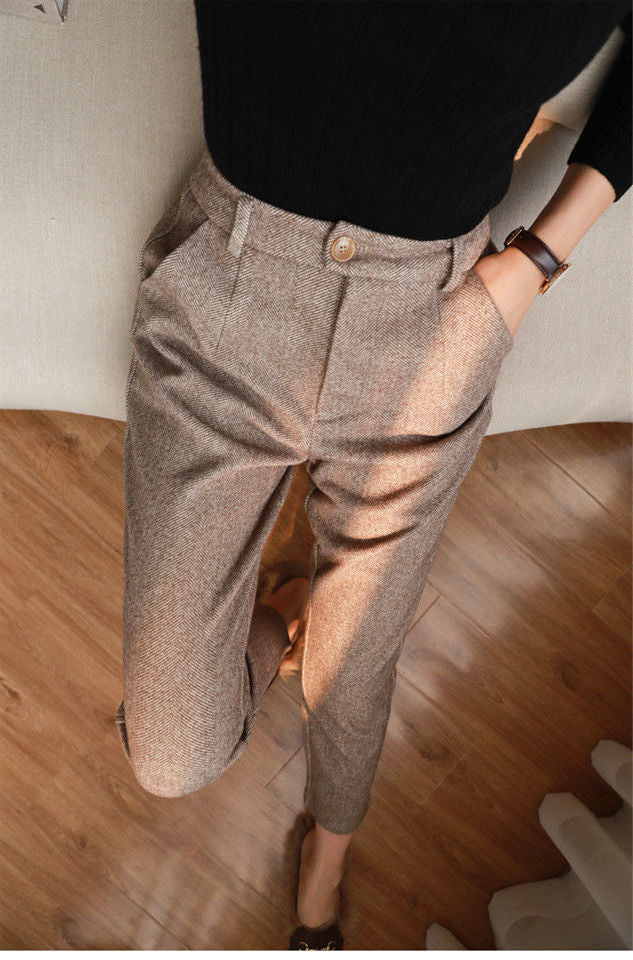 Women's Tapered Harem Trousers with High Waist