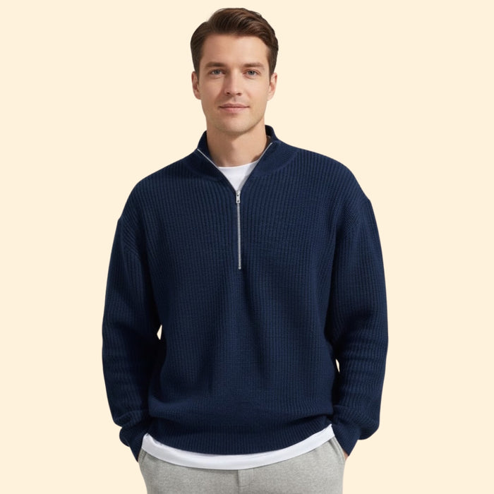 Men's Half Zip Neck Modern Jumper