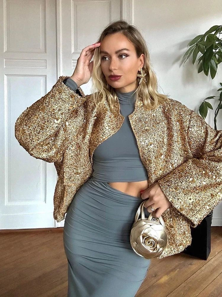 sequin jacket shiny look elegant Statement