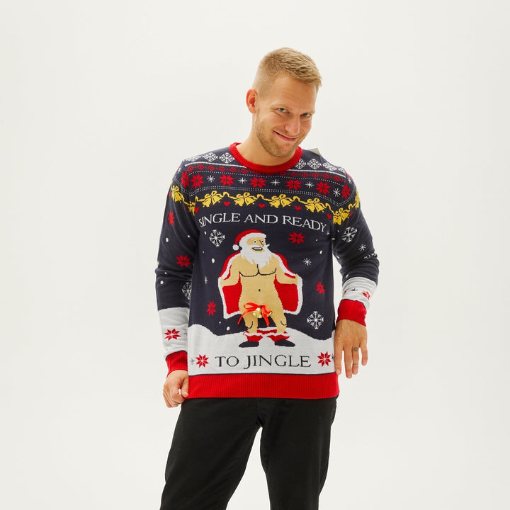 | The Single and Ready to Jingle Christmas Sweater Men&