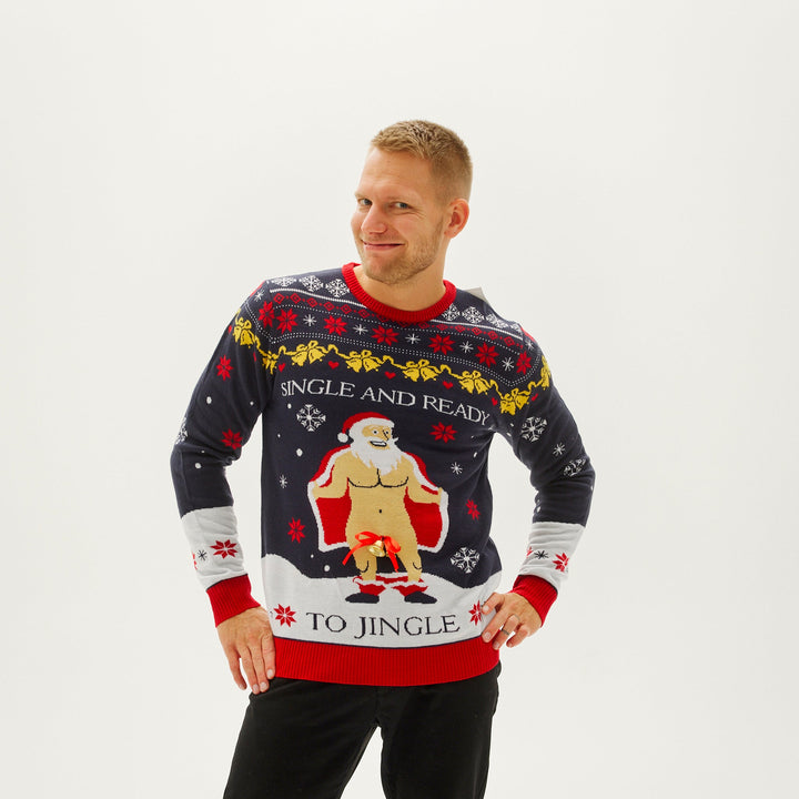 | The Single and Ready to Jingle Christmas Sweater Men&
