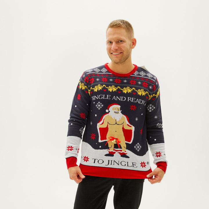 | The Single and Ready to Jingle Christmas Sweater Men&