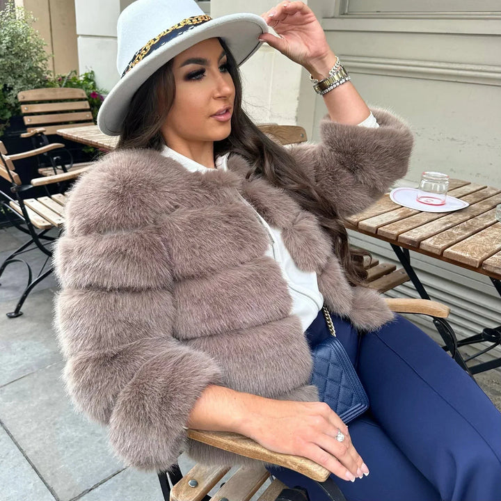 Warm short Fluffy jacket faux fur coat for women