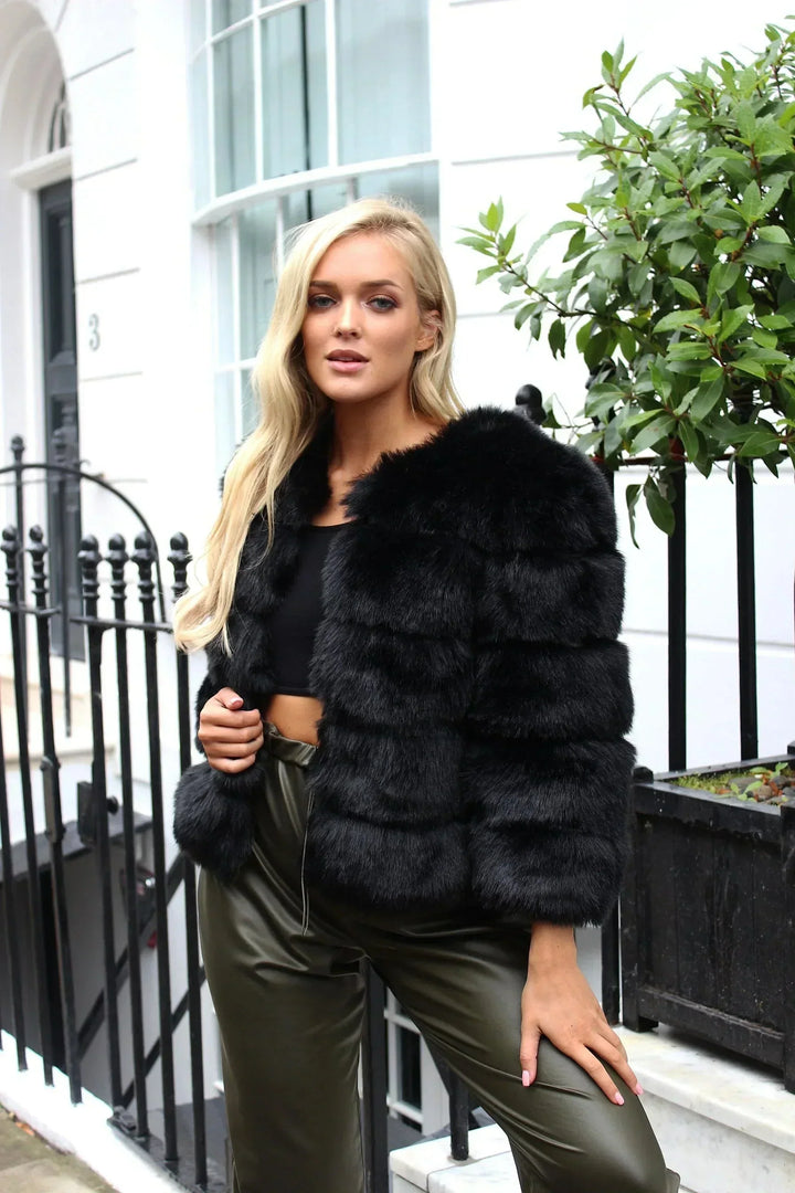 Warm short Fluffy jacket faux fur coat for women