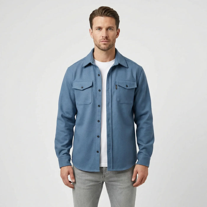 Men's Long-Sleeved Overshirt with Chest Pockets