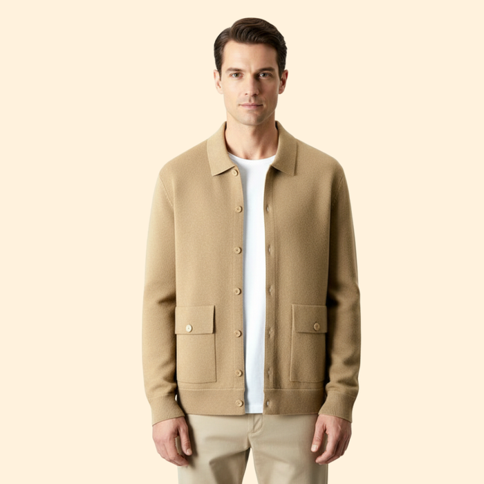 Men Knit Jacket with Button Front