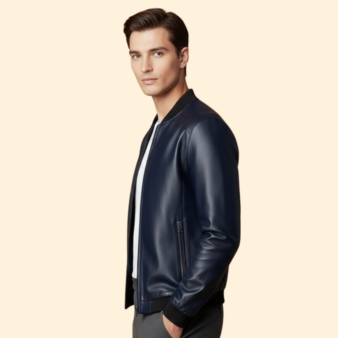 Men’s Classic Leather Bomber Jacket