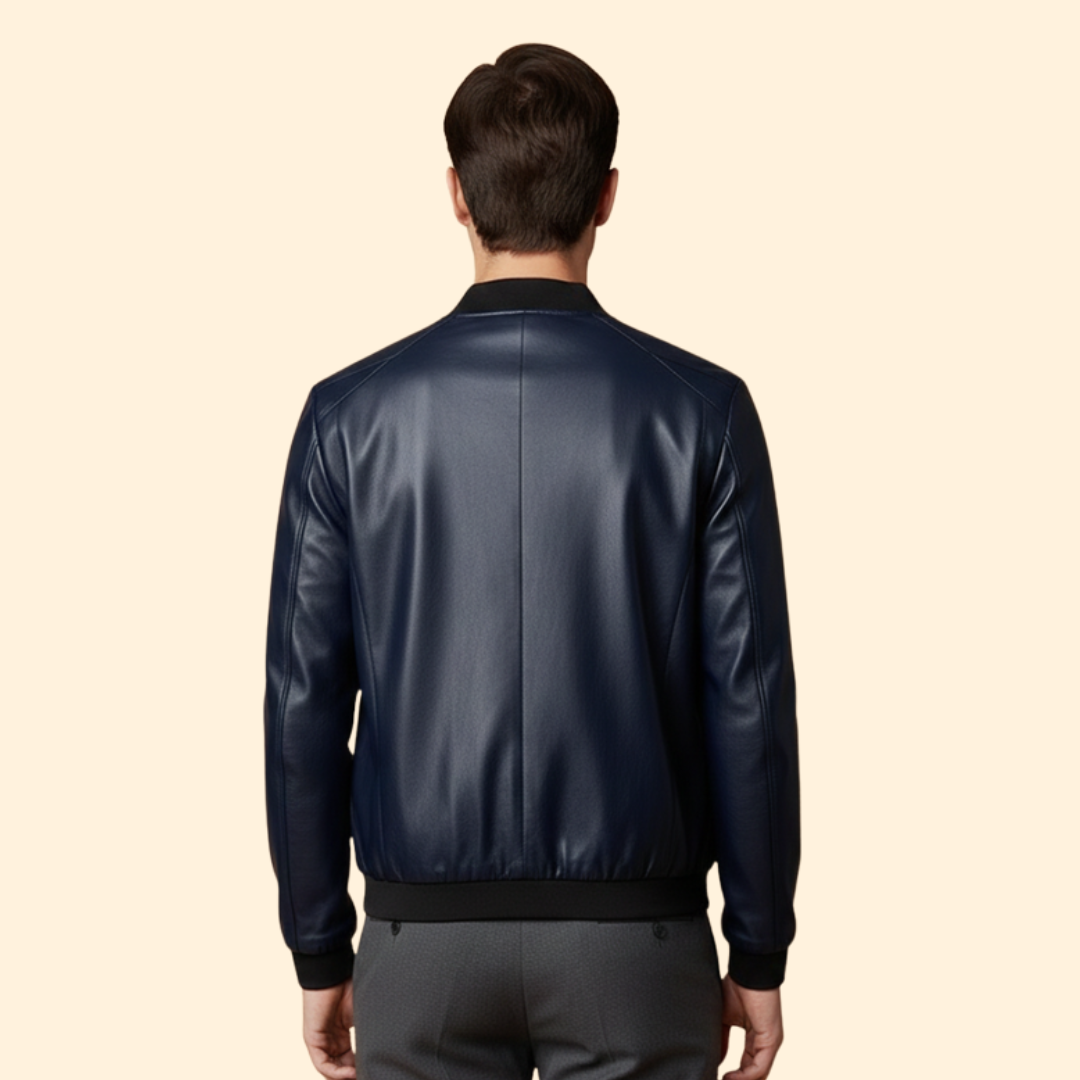 Men’s Classic Leather Bomber Jacket