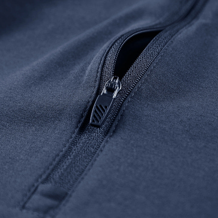 Men Long Sleeve Half-Zip Performance Sweater with Stand Collar and Technical Stretch