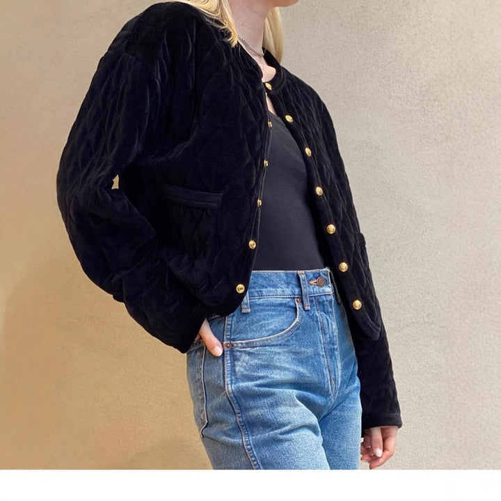 Ladies Fashion Padded Jacket with Button Details
