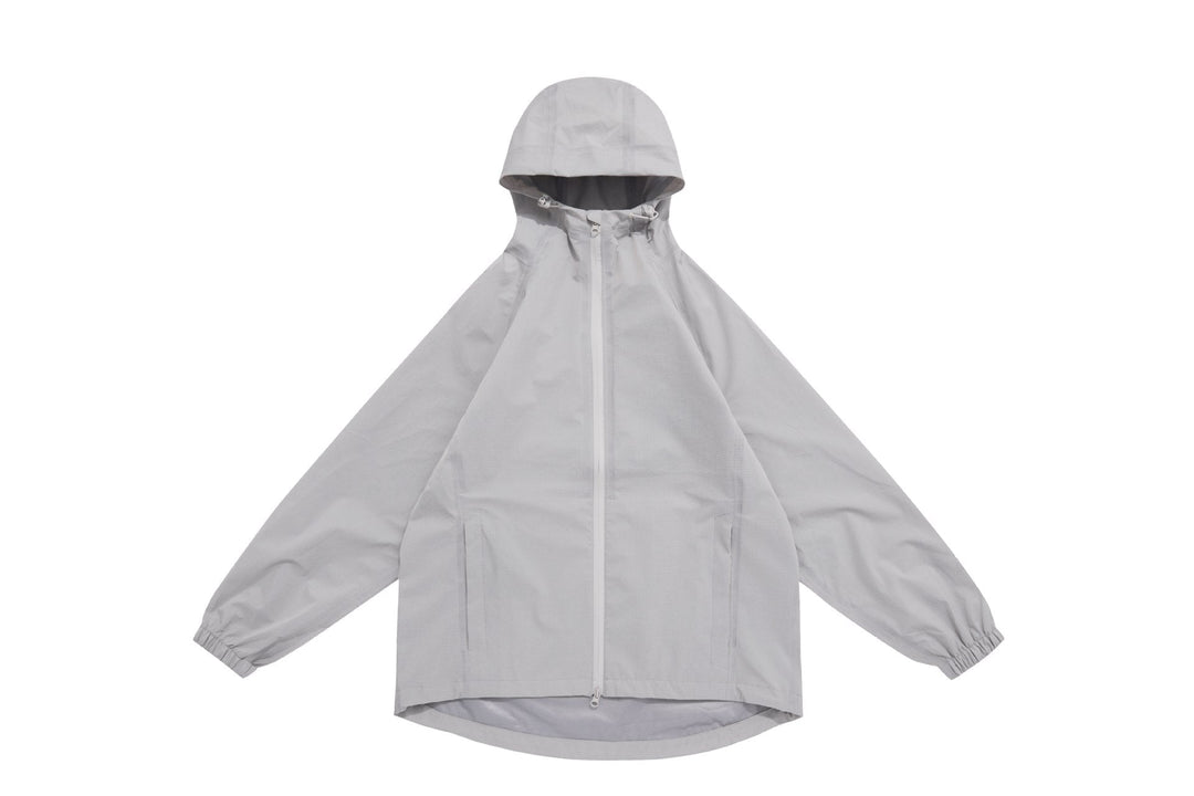Unisex Lightweight Rain Jacket with Hood, Two-Way Zip and Extended Hem