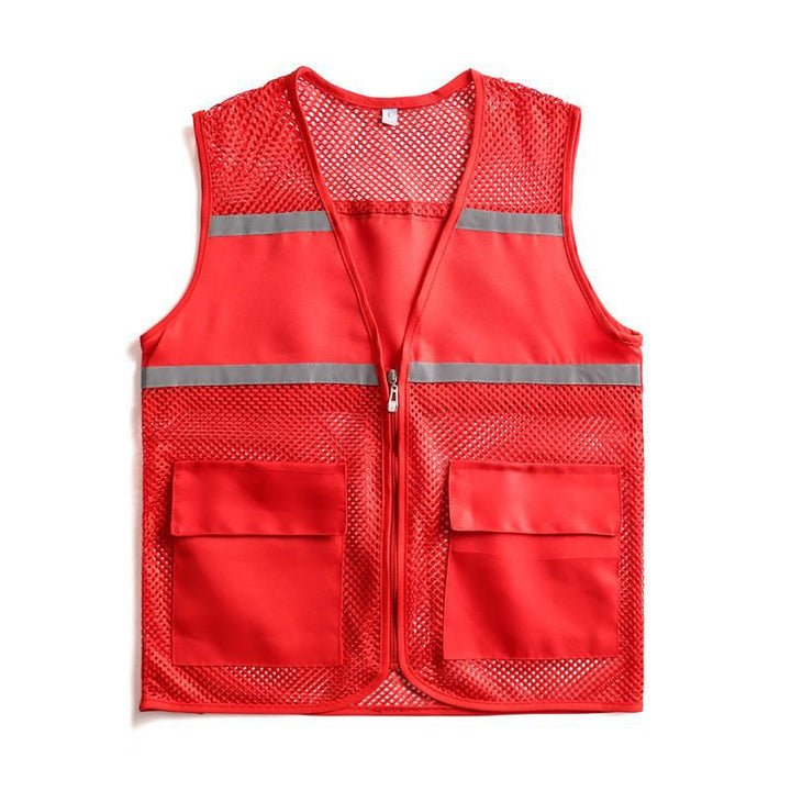 Unisex Visible Utility Vest with Breathable Mesh, Reflective Straps and Generous Front Pockets