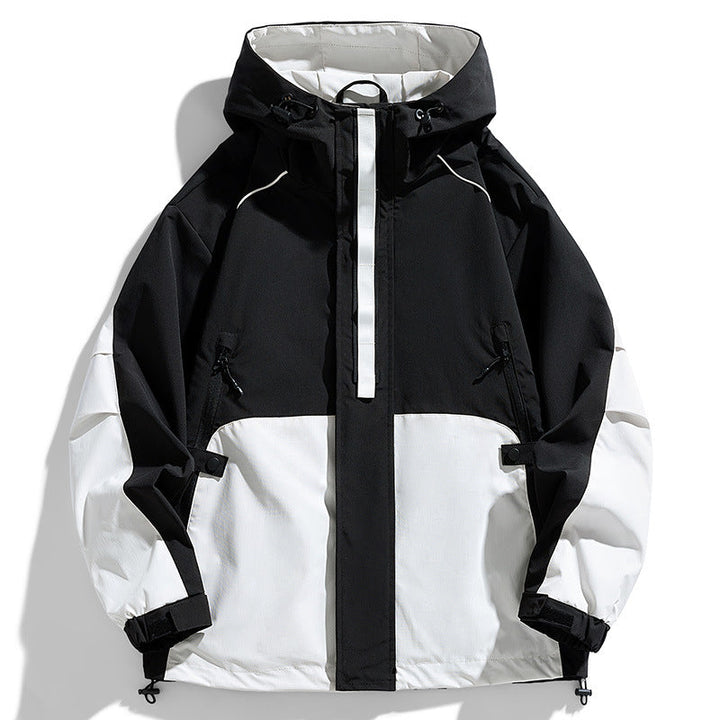 Unisex Lightweight two-tone wind and rain jacket with hood, drawstring and zip pockets