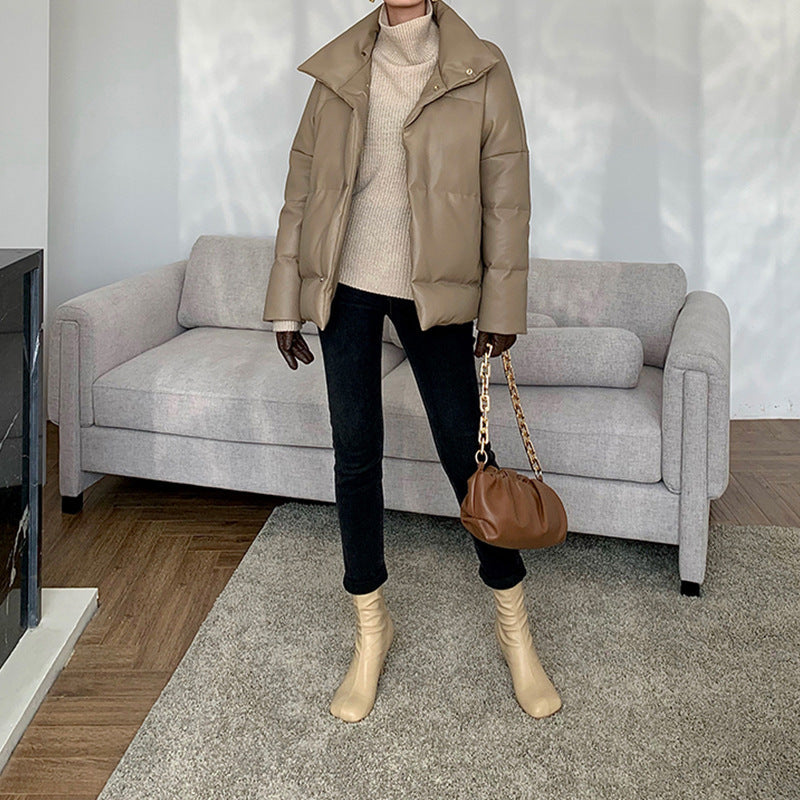Ladies Fashion Transitional Jacket with High Collar