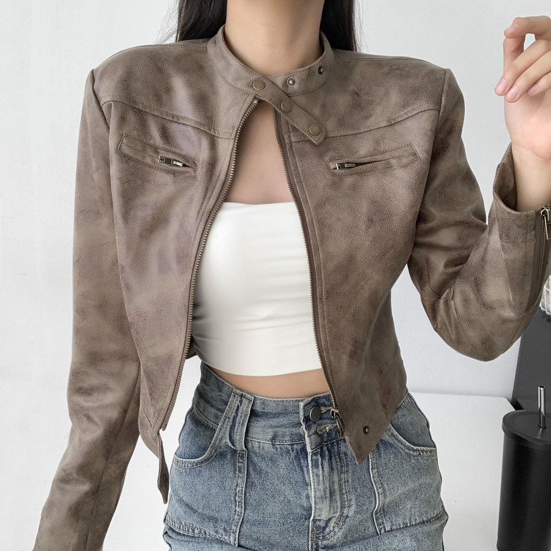 | Cropped Leather Jacket