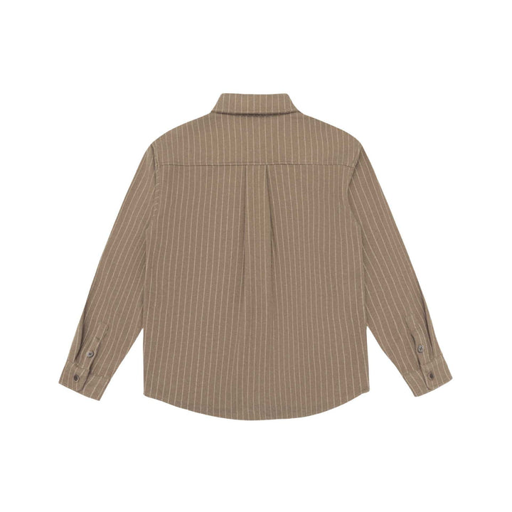 Women Oversize Shirt Jacket with Distinctive Shoulder Yoke and Pinstripes