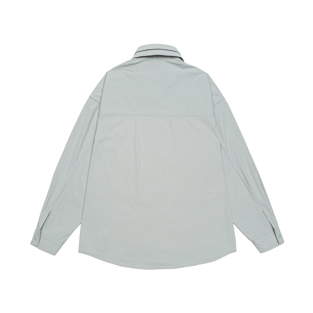 Unisex Oversize Shirt Jacket with Snap Button Front and Patch Chest Pocket