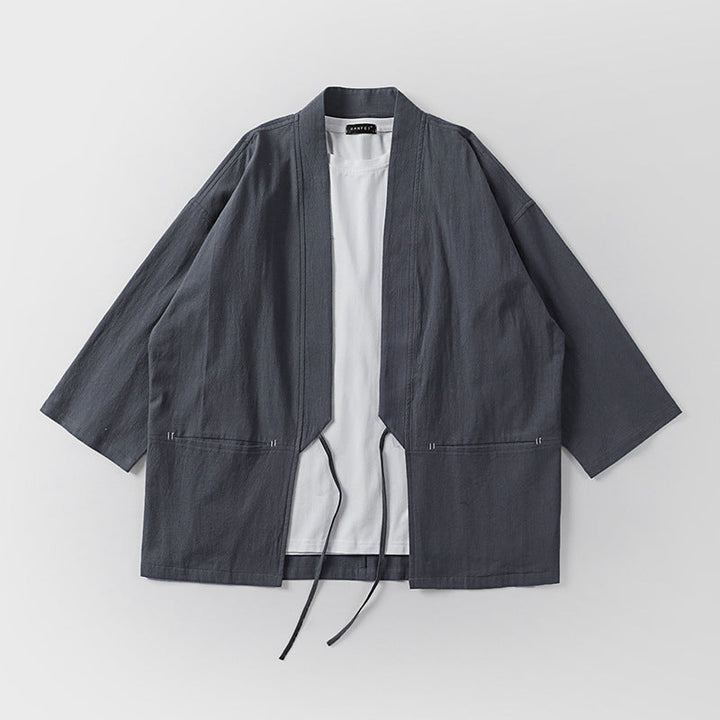 Unisex Kimono-Haori-Jacket with tie belt and three-quarter sleeves