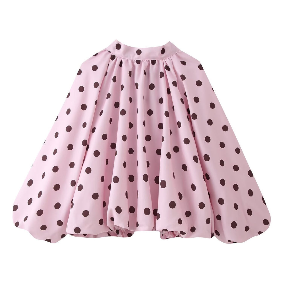 Women Wide Polka Dot Cape in A-Line Cut Made of Lightweight Rain Material