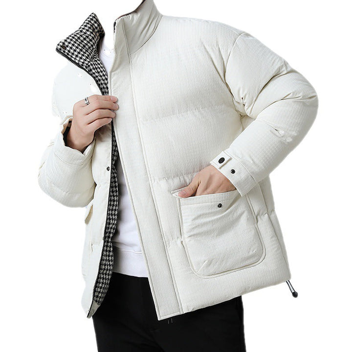 Unisex Padded Quilted Jacket with Large Flap Pockets, Stand-Up Collar, and Ripstop Structure