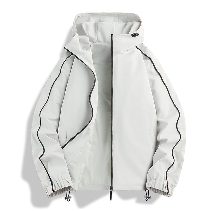 Unisex Lightweight two-tone wind and rain jacket with hood, drawstring and zip pockets