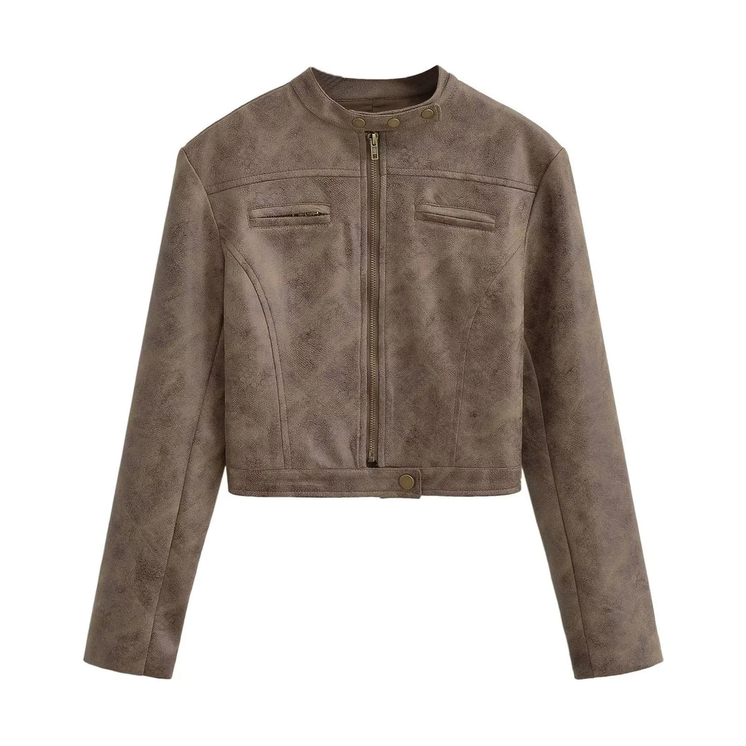 | Cropped Leather Jacket