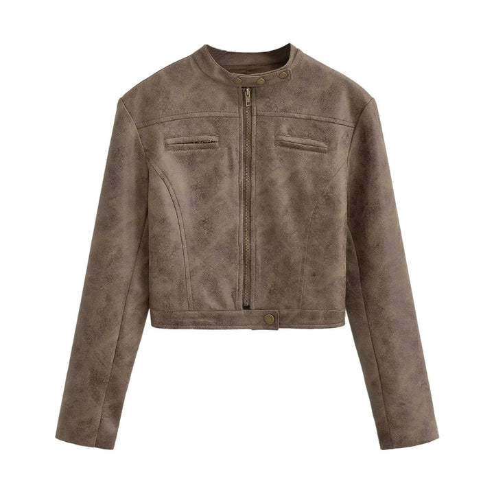 | Cropped Leather Jacket