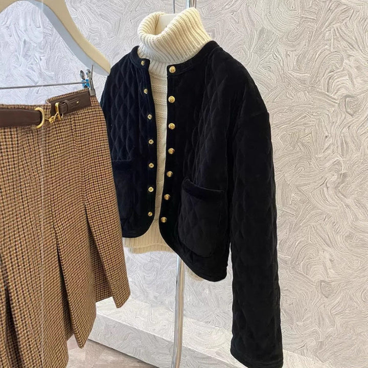 Ladies Fashion Padded Jacket with Button Details