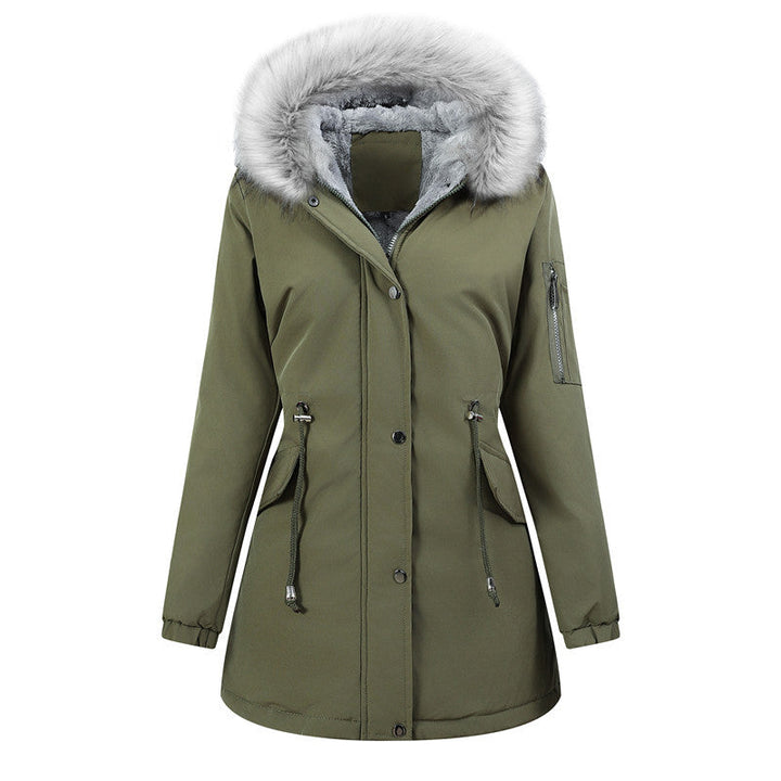 Women’s Thermo Parka with Sherpa Lining, Faux Fur Hood and Tailored Drawstring