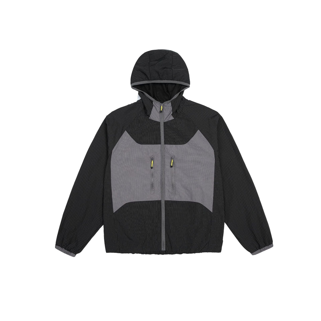 Unisex Light Hooded Windbreaker with Ripstop Material, Colour Block Inserts and Front Pockets