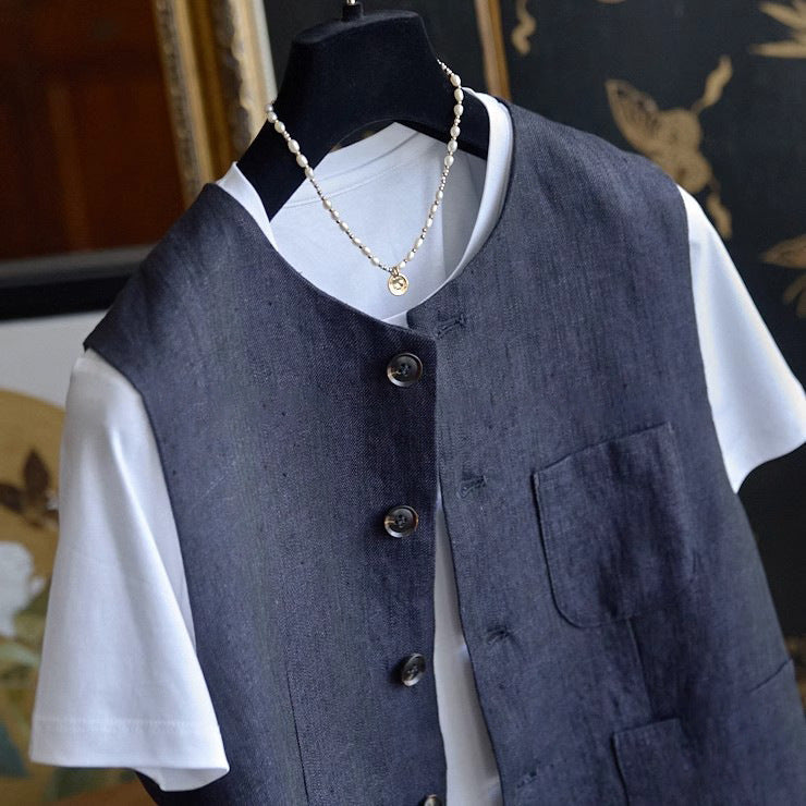 Women Fashionable Linen Vest