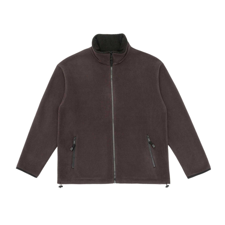 Unisex fleece jacket with stand-up collar, full-length zip and drawstring hem