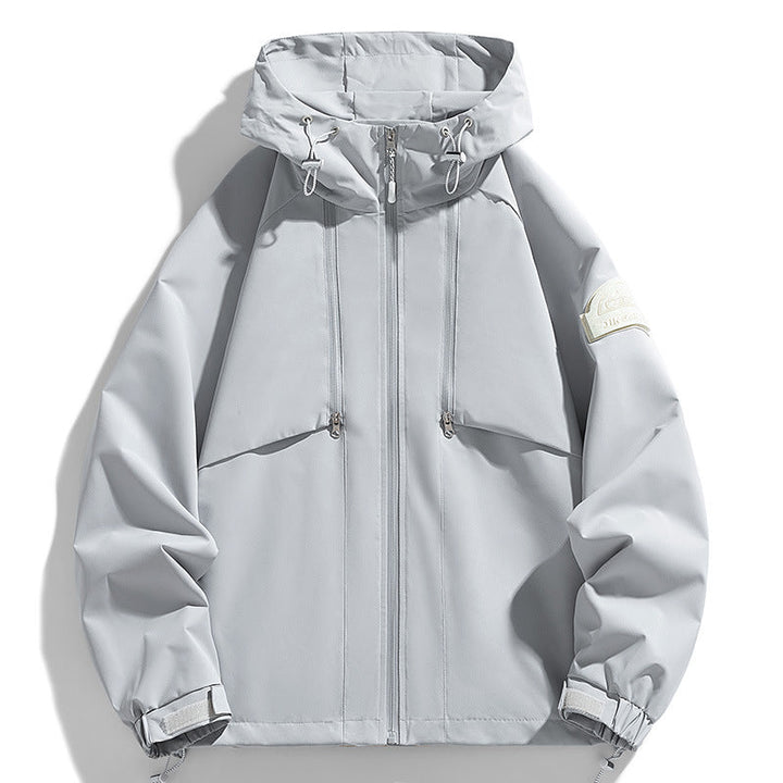 Unisex Lightweight two-tone wind and rain jacket with hood, drawstring and zip pockets
