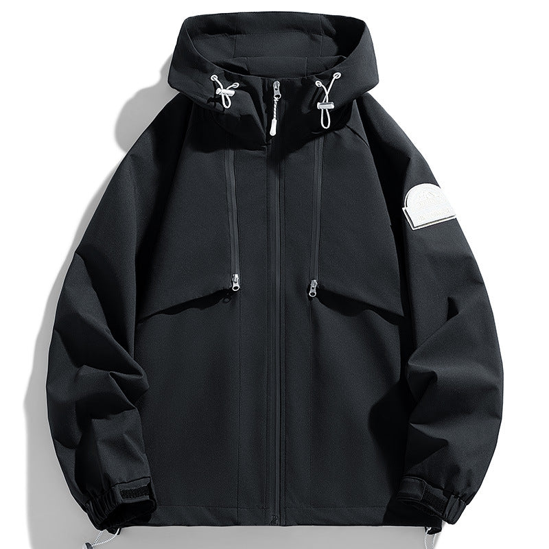 Unisex Lightweight two-tone wind and rain jacket with hood, drawstring and zip pockets