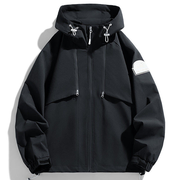 Unisex Lightweight two-tone wind and rain jacket with hood, drawstring and zip pockets