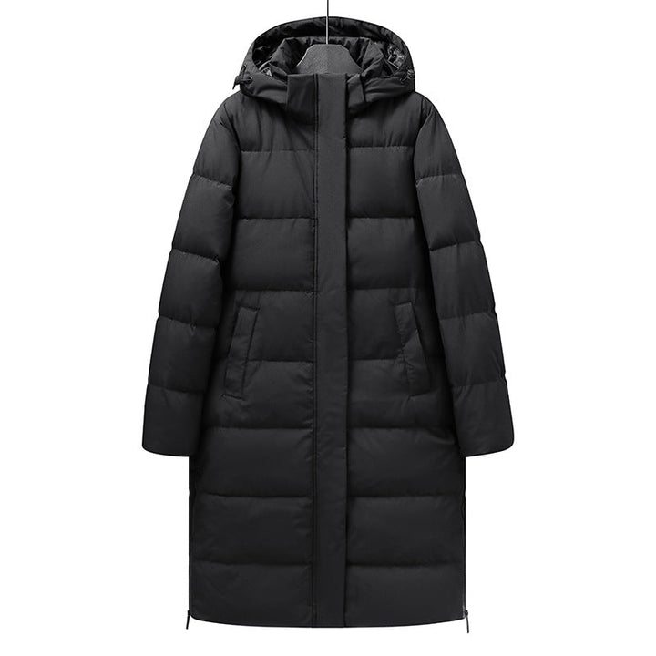 Ladies Maxi-Long Stretch Thermo Quilted Coat with 3D Quilt and Adjustable Hood