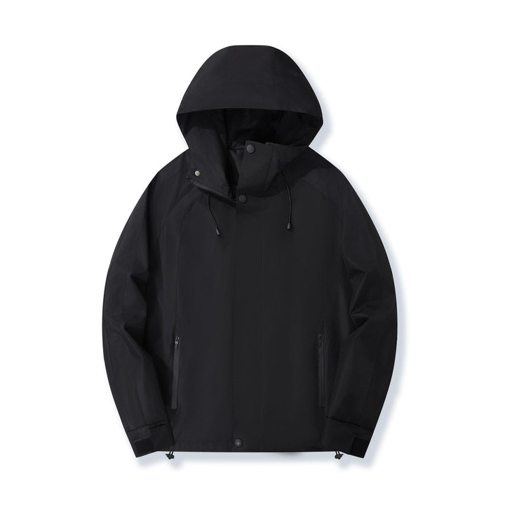 Women Lightweight Hooded Rain Jacket with Contrast Stripes and Mesh Lining