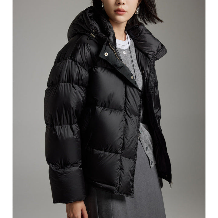 Women Short Boxy Quilted Down Jacket with Hood