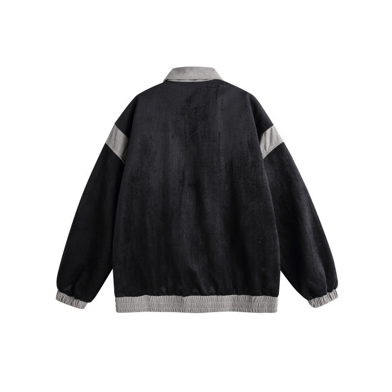 Unisex Harrington Blouson Jacket with Textured Fabric and Contrast Trim