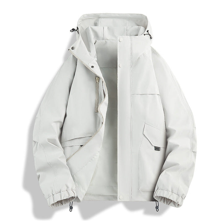 Unisex Lightweight two-tone wind and rain jacket with hood, drawstring and zip pockets