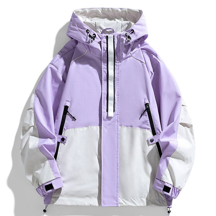 Unisex Lightweight two-tone wind and rain jacket with hood, drawstring and zip pockets