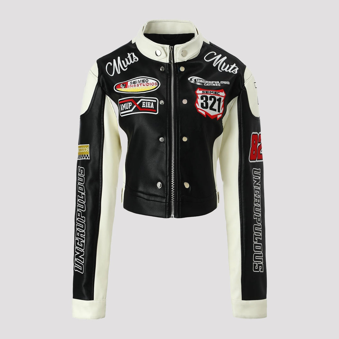 Women Racer Biker Jacket in Retro Motorsport Look