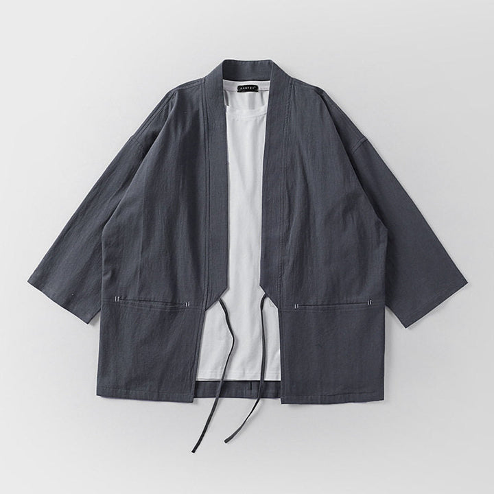 Unisex Kimono-Haori-Jacket with tie belt and three-quarter sleeves