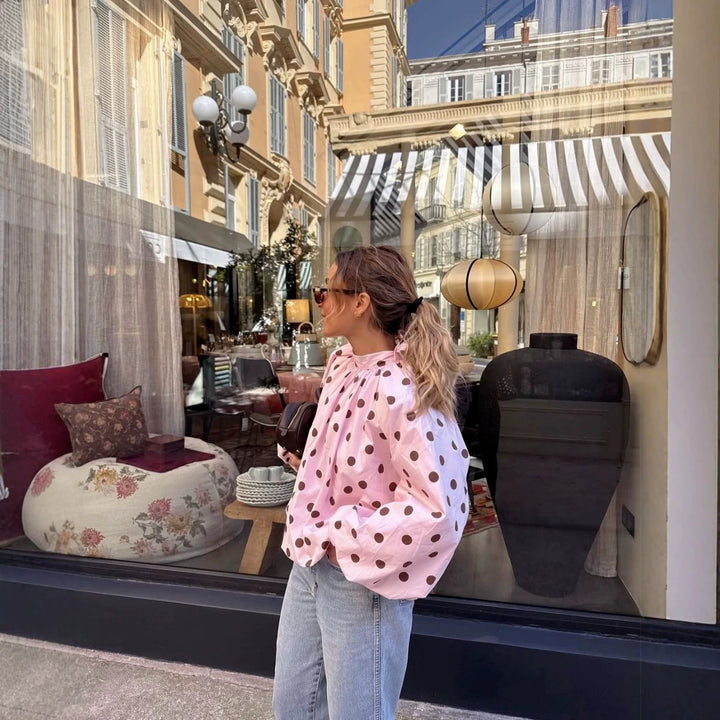 Women Wide Polka Dot Cape in A-Line Cut Made of Lightweight Rain Material