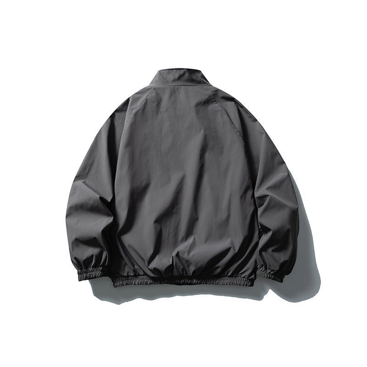 Unisex Lightweight water-repellent windbreaker with stand-up collar, raglan sleeves, and elastic hem