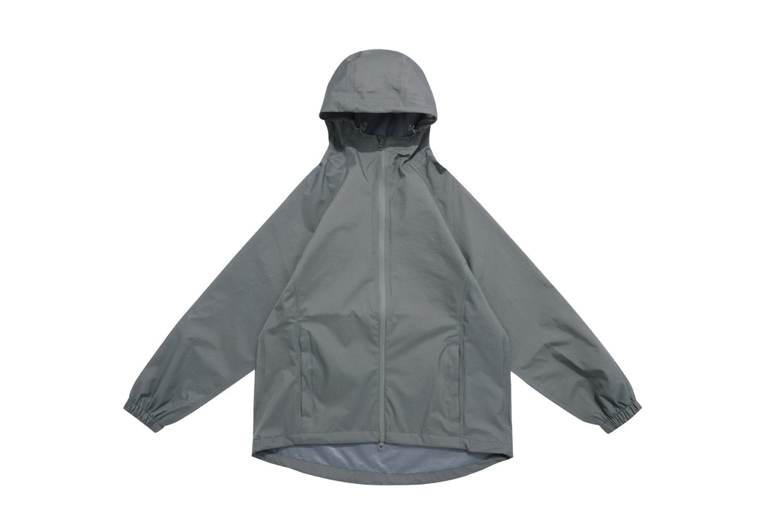 Unisex Lightweight Rain Jacket with Hood, Two-Way Zip and Extended Hem