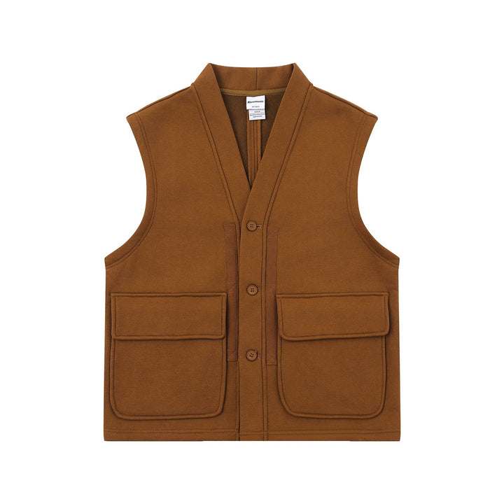 Unisex Utility Vest with V-Neck, large flap pockets and button placket