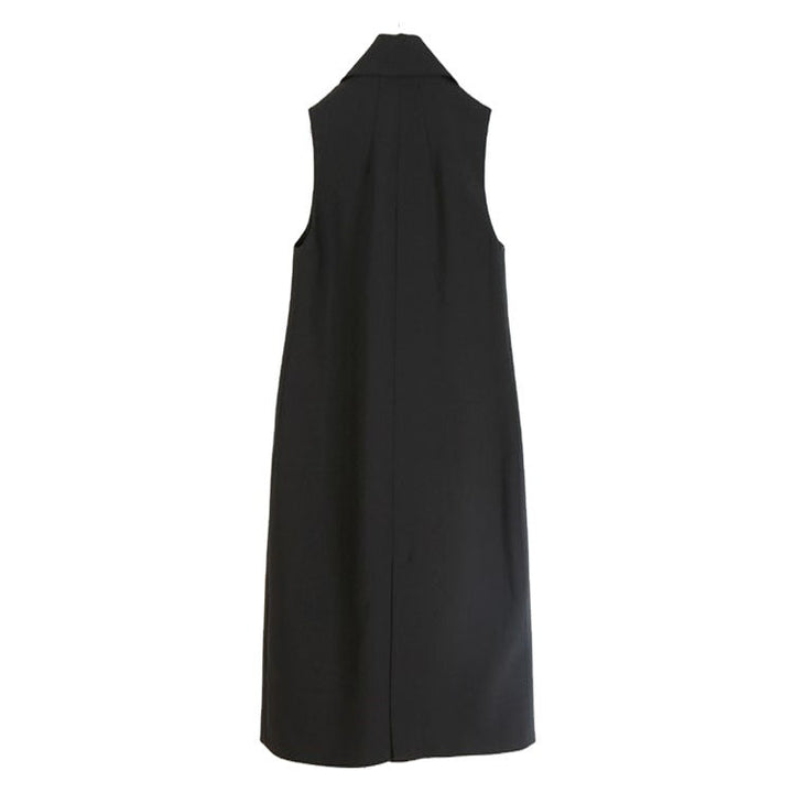 Women Sleeveless A-Line Long Vest in Oversized Tailoring with Shawl Collar
