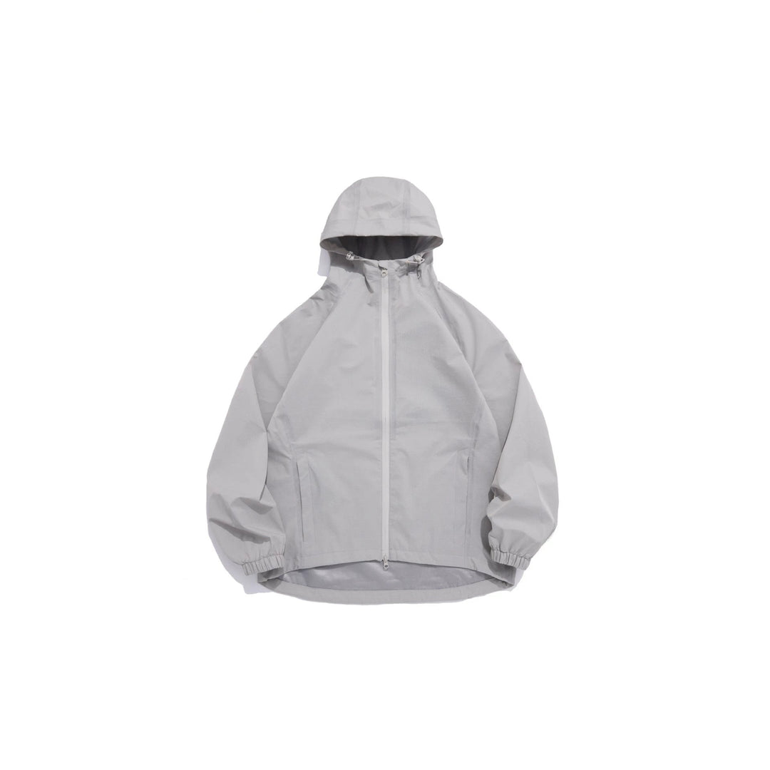 Unisex Lightweight Rain Jacket with Hood, Two-Way Zip and Extended Hem